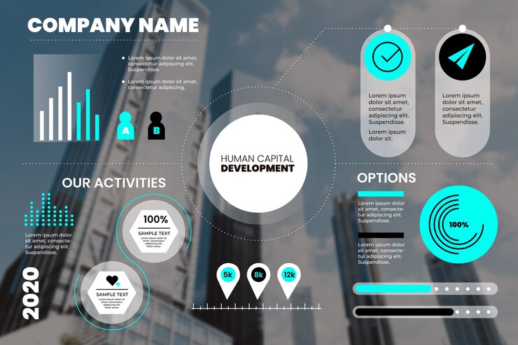 Vector gratuito plantilla de infografía empresarial con estadísticas