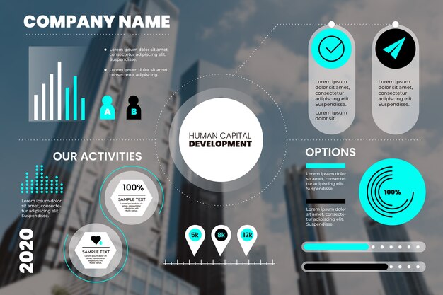 Plantilla de infografía empresarial con estadísticas