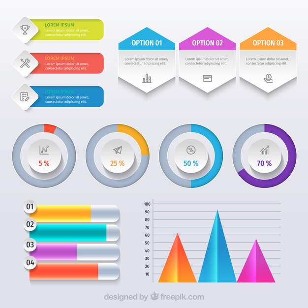 Plantilla de infografía empresarial con formas coloridas