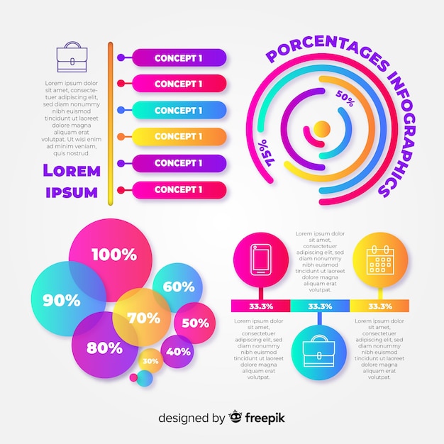 Vector gratuito plantilla de infografía en estilo degradado