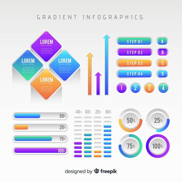 Plantilla de infografía en estilo degradado