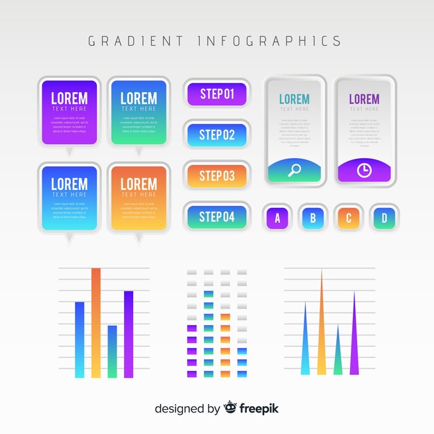 Plantilla de infografía en estilo degradado