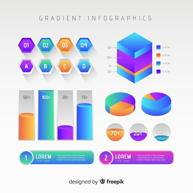 Plantilla de infografía en estilo degradado