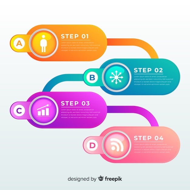 Plantilla de infografía en estilo degradado