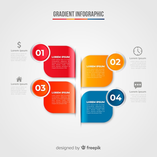 Plantilla de infografía en estilo degradado