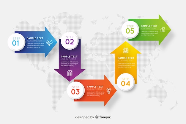 Plantilla de infografía en estilo degradado