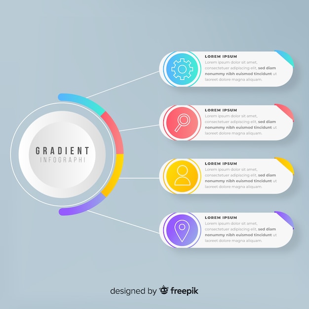 Plantilla de infografía en estilo degradado