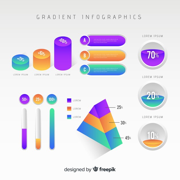 plantilla de infografía en estilo gradiente