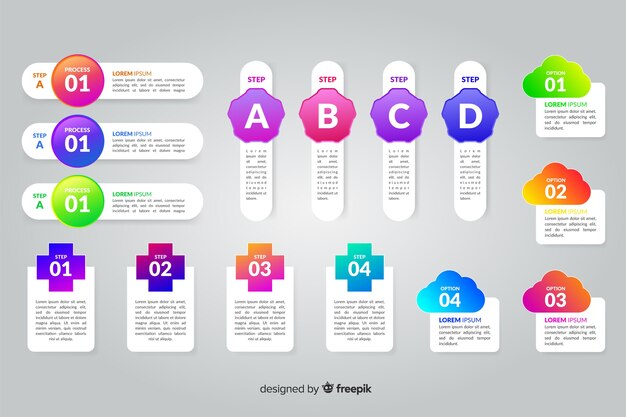 plantilla de infografía en estilo gradiente