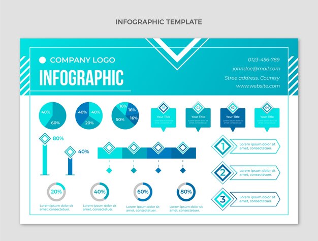 Plantilla de infografía de fitness degradado