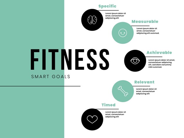 Plantilla de infografía general de objetivos inteligentes de fitness minimalista plana