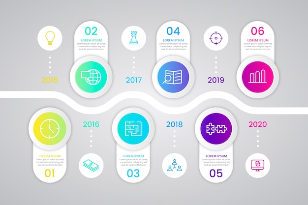 Plantilla de infografía gradiente de línea de tiempo