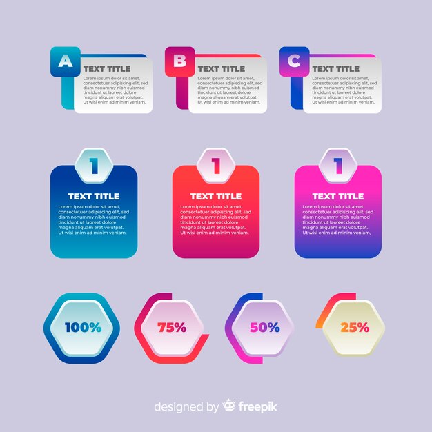 Plantilla de infografía gradiente con porcentajes