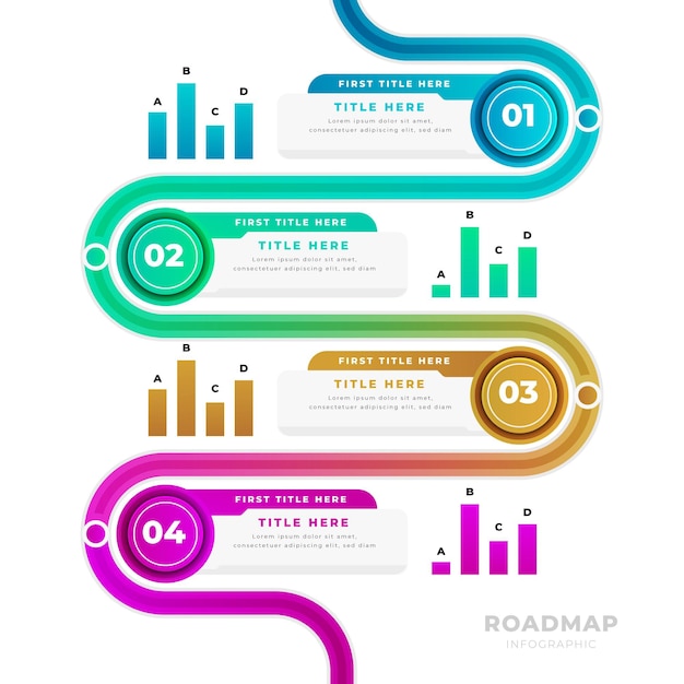 Plantilla de infografía de hoja de ruta degradada