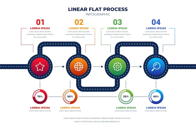 Vector gratuito plantilla de infografía de hoja de ruta degradada