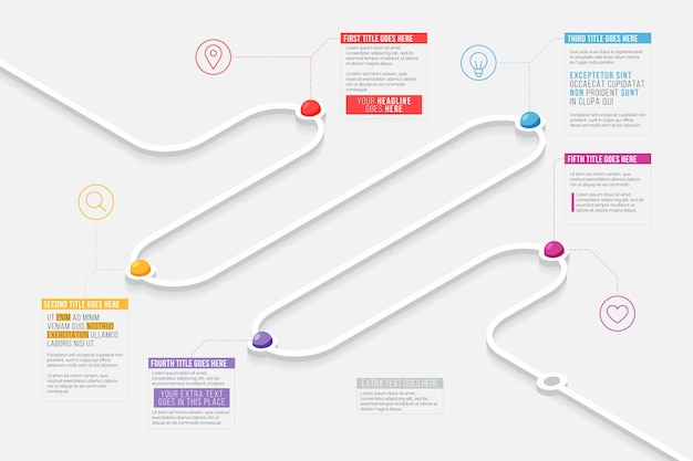 Vector gratuito plantilla de infografía de hoja de ruta isométrica