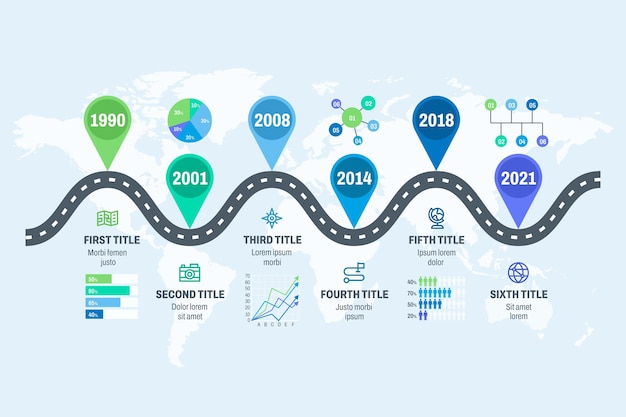 Vector gratuito plantilla de infografía de hoja de ruta plana