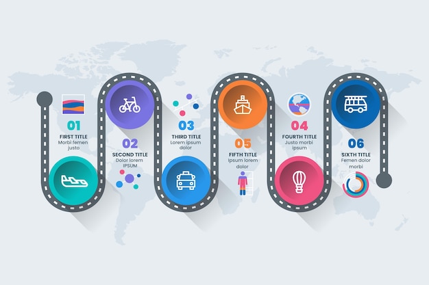 Plantilla de infografía de hoja de ruta plana