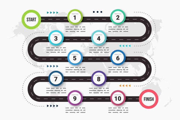 Plantilla de infografía de hoja de ruta plana
