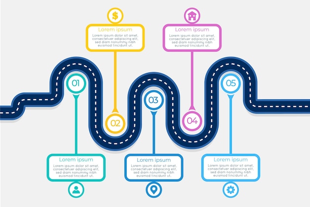 Vector gratuito plantilla de infografía de hoja de ruta