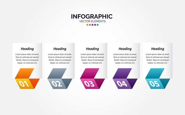 Plantilla de infografía horizontal de negocios de presentación con 5 opciones