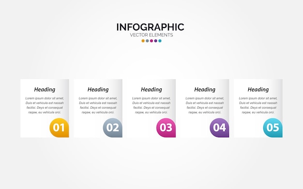 Plantilla de infografía horizontal de negocios de presentación con 5 opciones