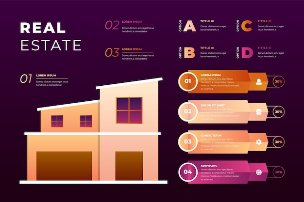 Vector gratuito plantilla de infografía inmobiliaria realista