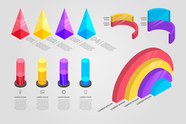 Plantilla de infografía isométrica colorida