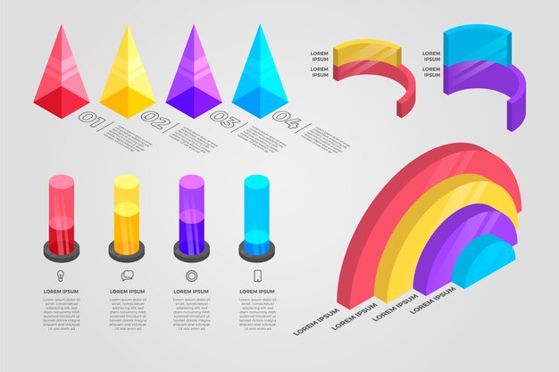 Plantilla de infografía isométrica colorida