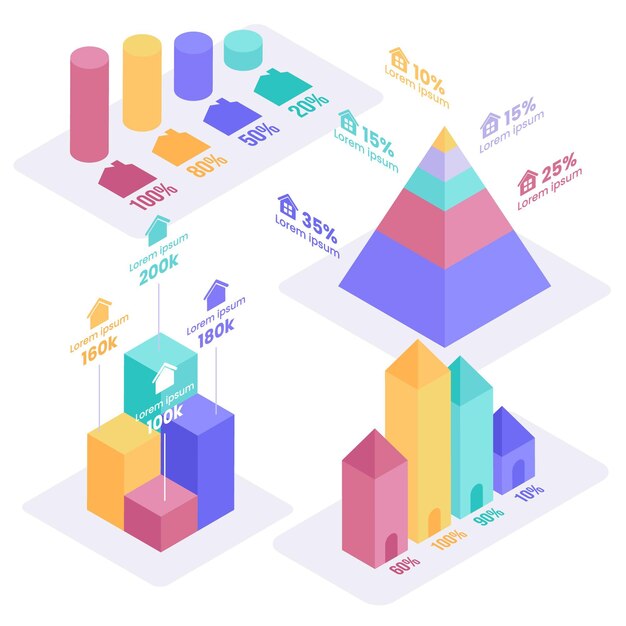 Plantilla de infografía isométrica inmobiliaria