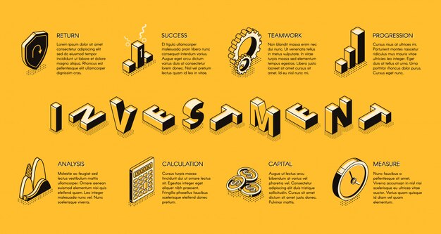 Plantilla de infografía isométrica de inversión
