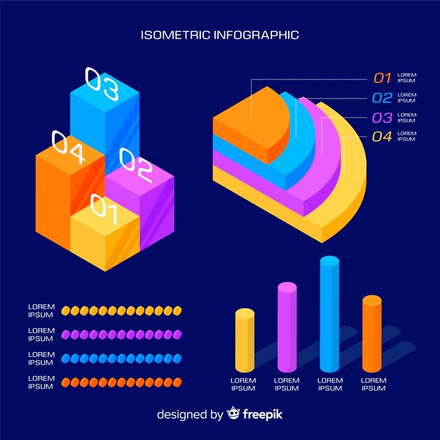Plantilla de infografía isométrica