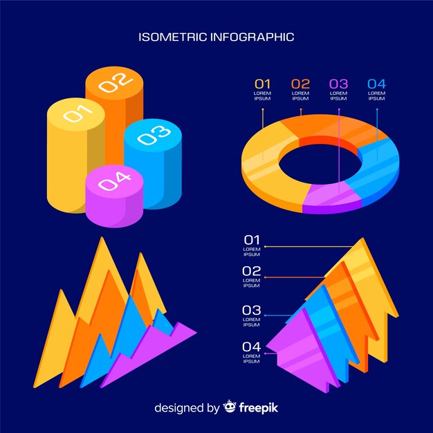 Plantilla de infografía isométrica