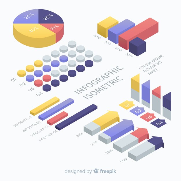 Plantilla de infografía isométrica