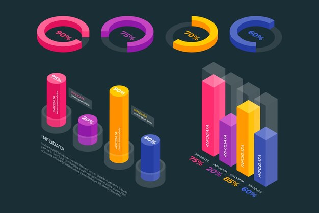 Plantilla de infografía isométrica