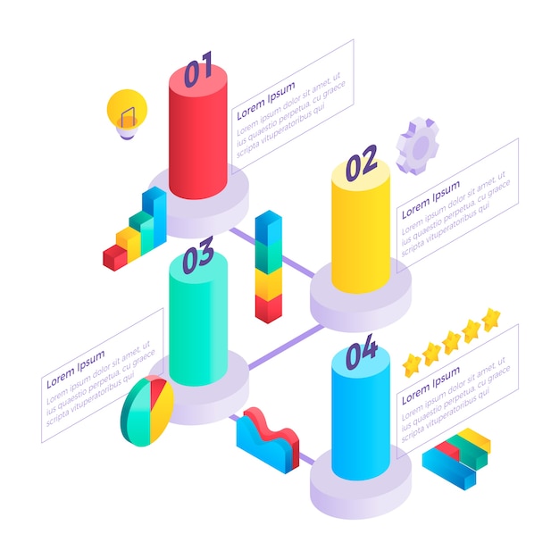 Vector gratuito plantilla de infografía isométrica