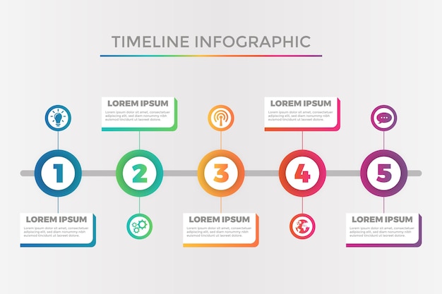 Plantilla de infografía de línea de tiempo degradada