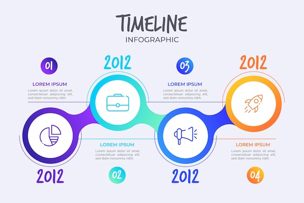 Plantilla de infografía de línea de tiempo degradada