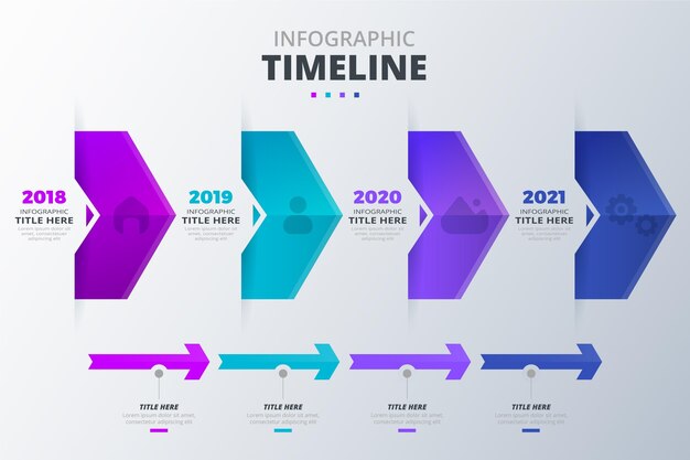 Plantilla de infografía de línea de tiempo degradada