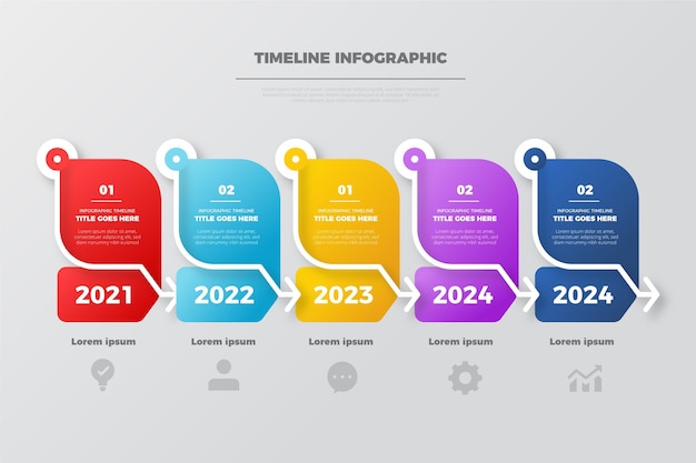 Plantilla de infografía de línea de tiempo degradada