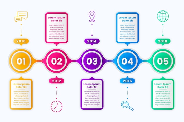 Plantilla de infografía de línea de tiempo degradada