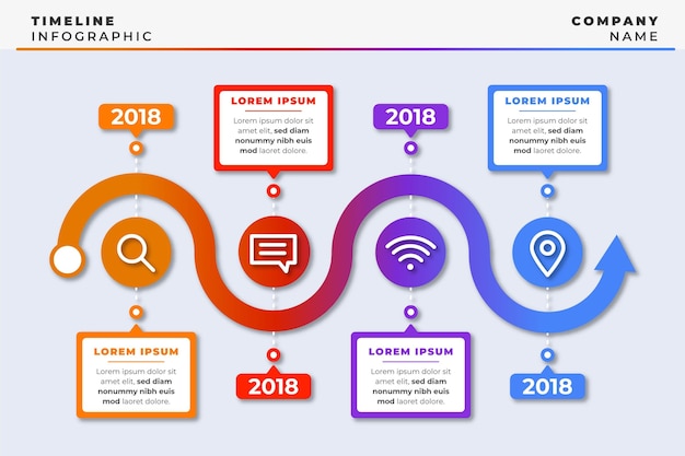 Plantilla de infografía de línea de tiempo degradada