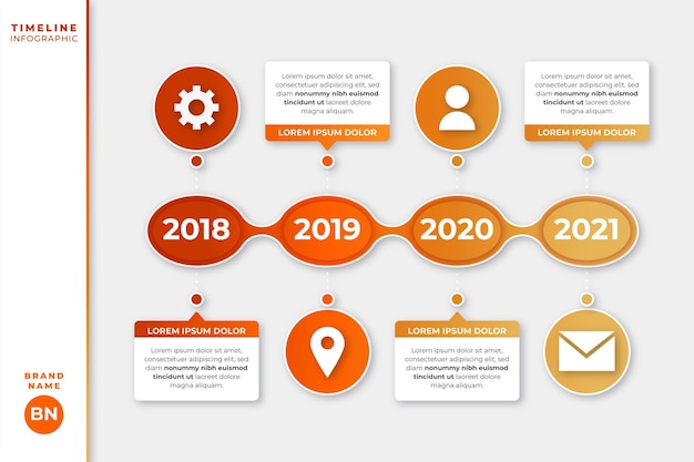 Vector gratuito plantilla de infografía de línea de tiempo degradada