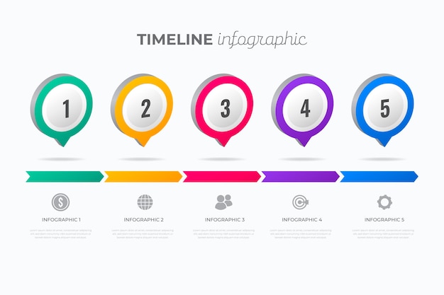 Vector gratuito plantilla de infografía de línea de tiempo plana