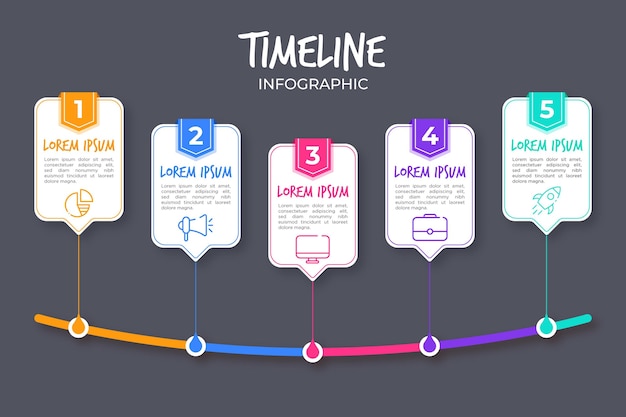 Plantilla de infografía de línea de tiempo plana