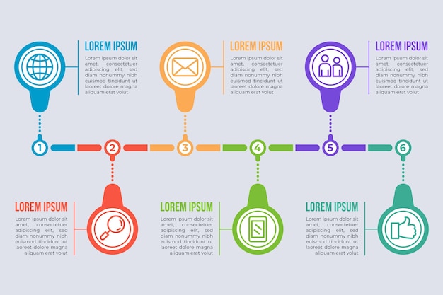 Plantilla de infografía de línea de tiempo plana