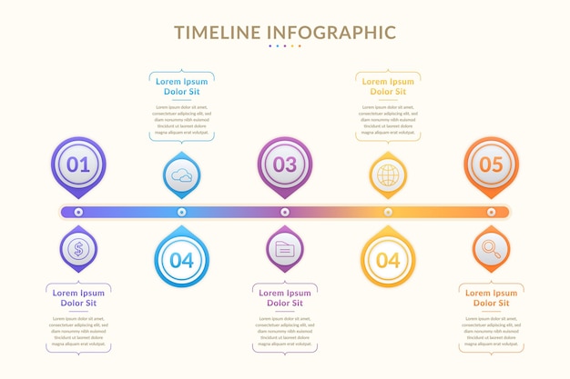 Vector gratuito plantilla de infografía de línea de tiempo plana