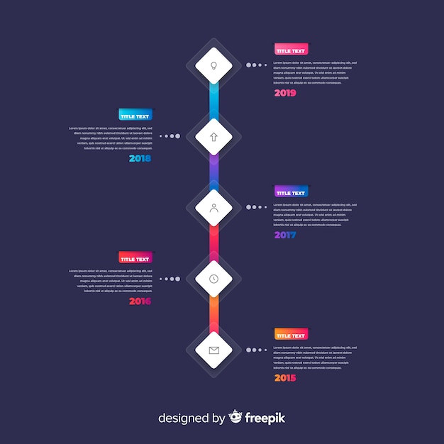 Plantilla de infografía de línea de tiempo de tema oscuro degradado