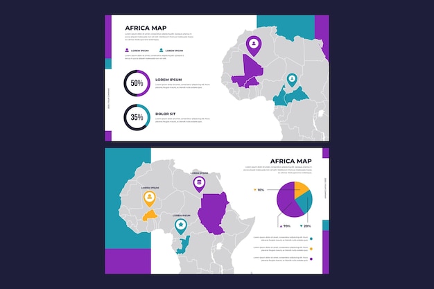 Vector gratuito plantilla de infografía de mapa de áfrica