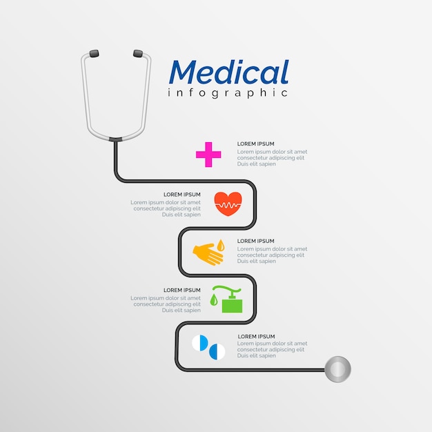 Plantilla de infografía médica con estetoscopio
